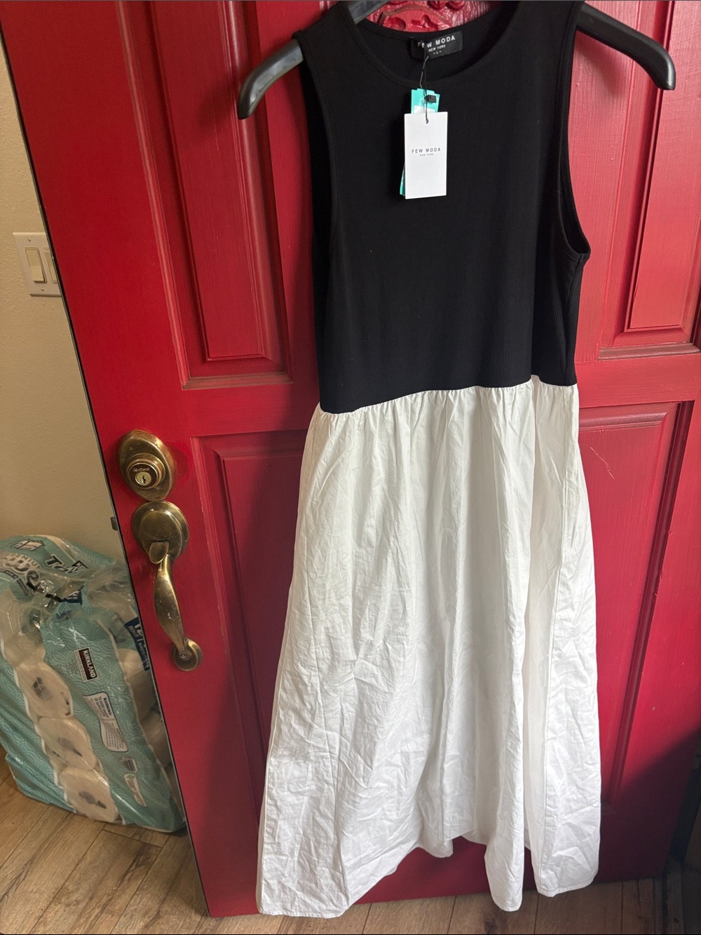 FEM MODA Black & White Sleeveless Midi Dress L